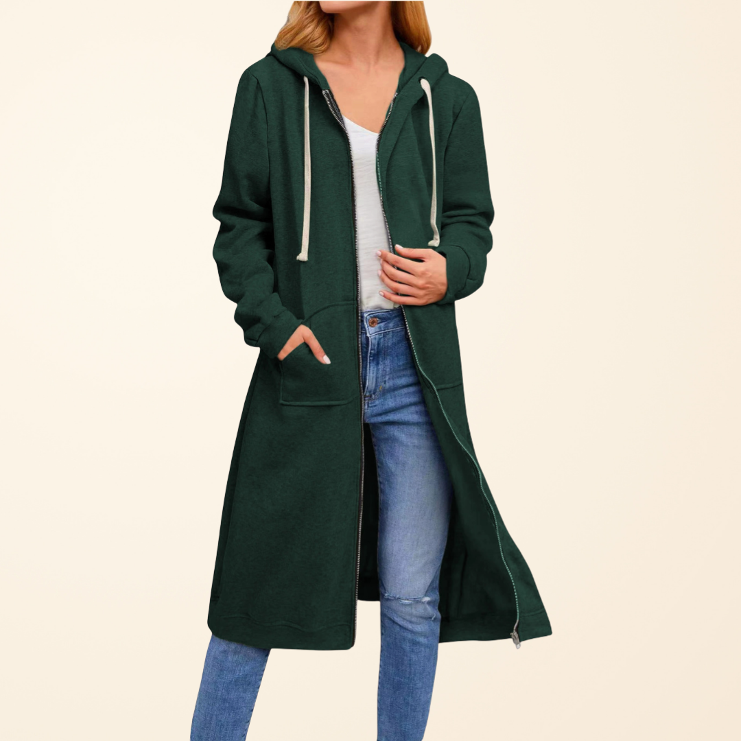 Mila – Langer Cardigan mit Reißverschluss