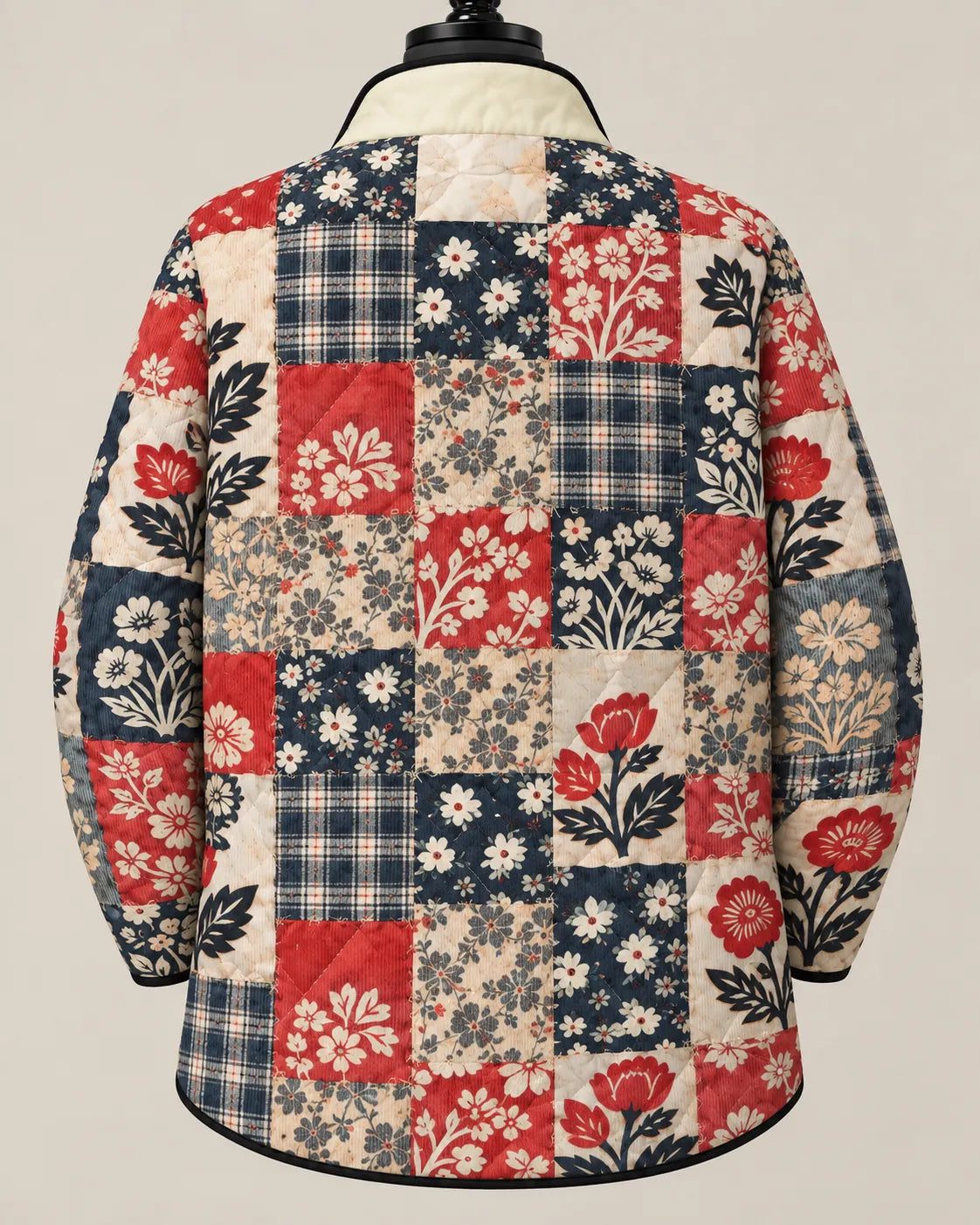 Adelaide | Gesteppte Patchwork-Jacke mit Heritage-Blumenmuster