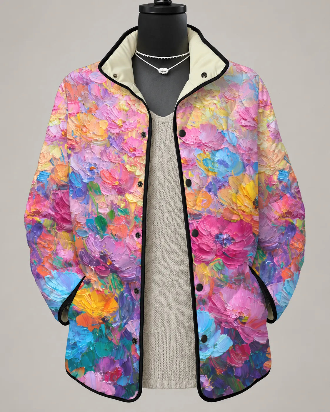 Camilla Gesteppte Jacke mit gemaltem Gartenprint