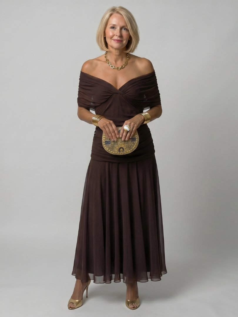 Calen | Luftiges Midikleid mit freien Schultern