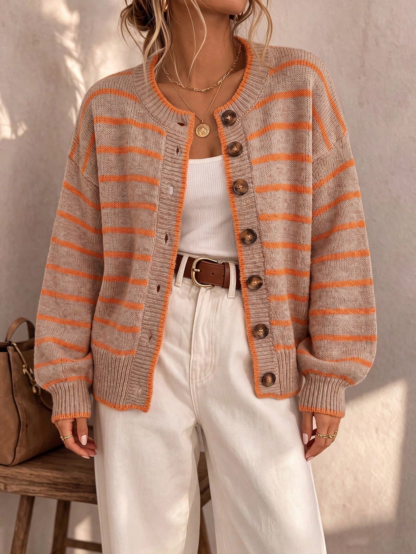 Mabel – Weiche Strickjacke mit Kontraststreifen