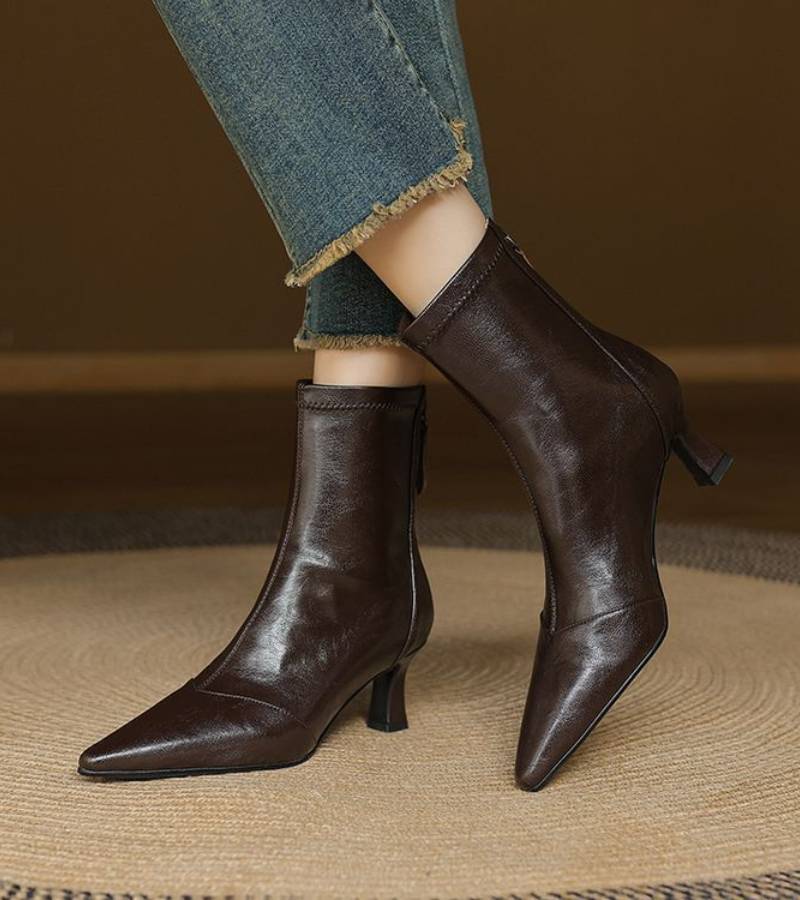 Charlotte-May | Lederstiefeletten mit Absatz
