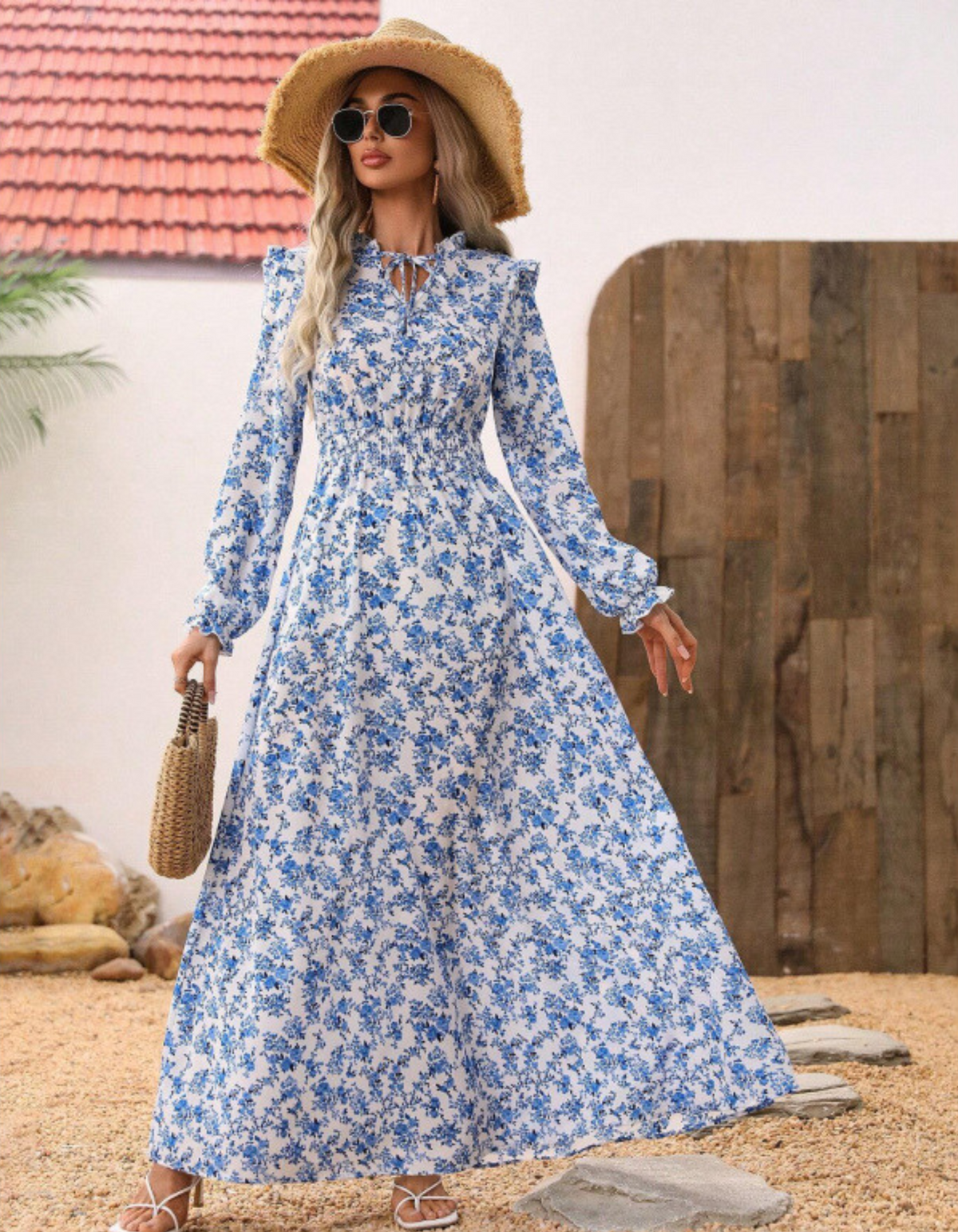 Nesta | Langärmeliges Maxikleid