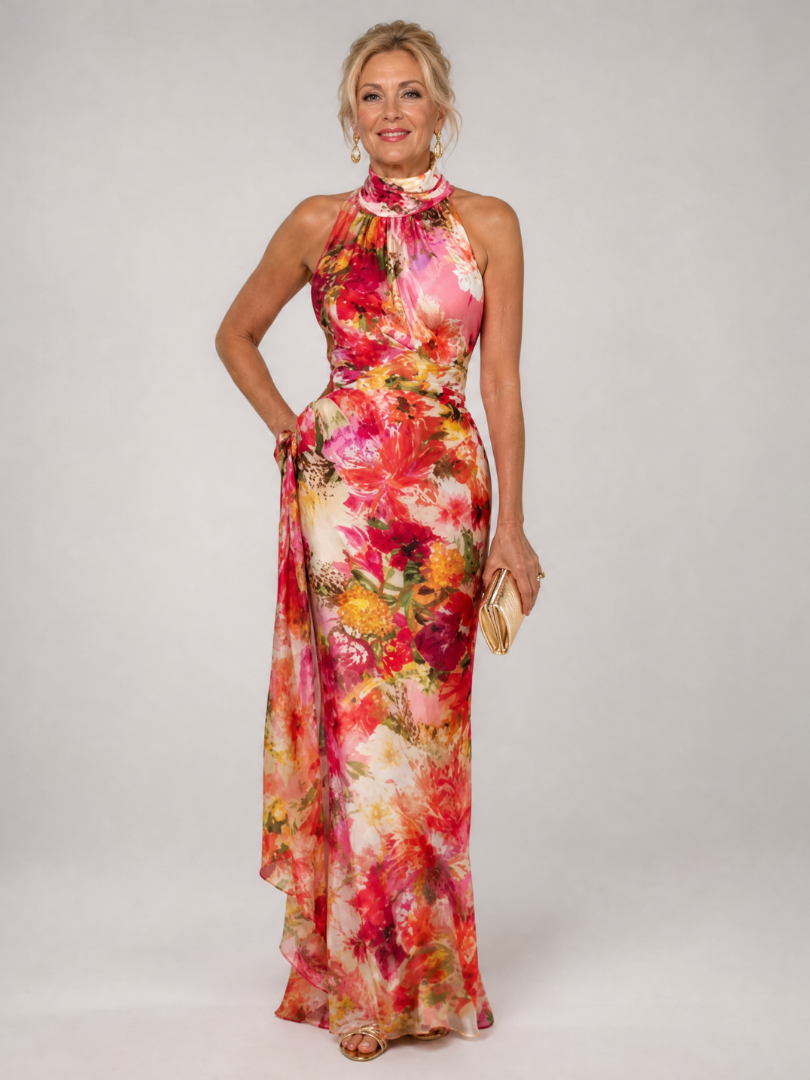 Elisabetta | Geblümtes Maxikleid mit Sweetheart-Ausschnitt