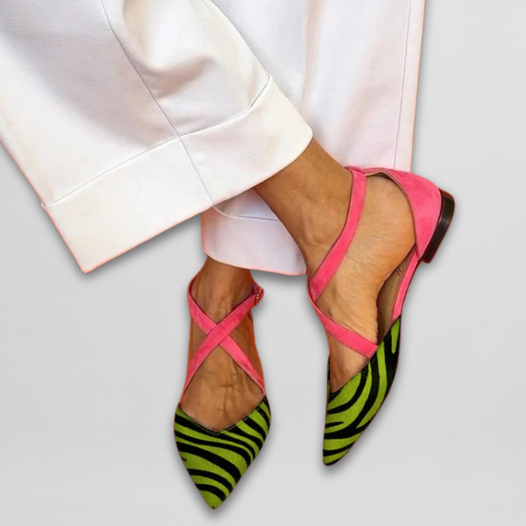 Fernanda Zebra-Ballerinas mit Riemen