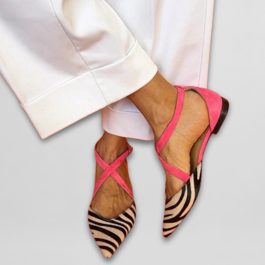 Fernanda Zebra-Ballerinas mit Riemen