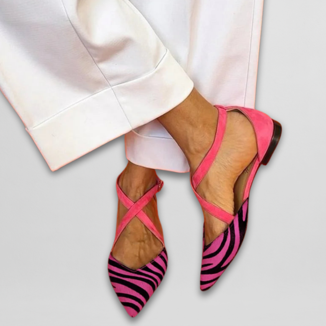 Fernanda Zebra-Ballerinas mit Riemen