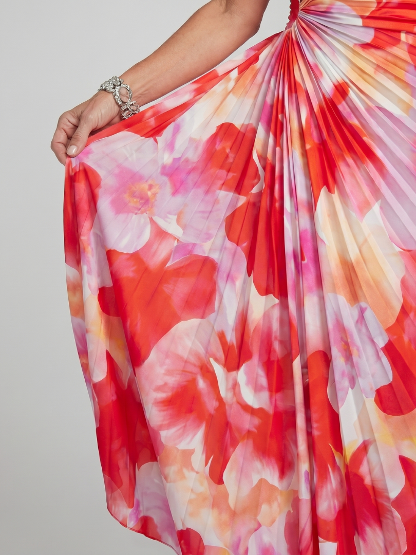 Taya | One-Shoulder-Midikleid mit plissiertem Oberteil