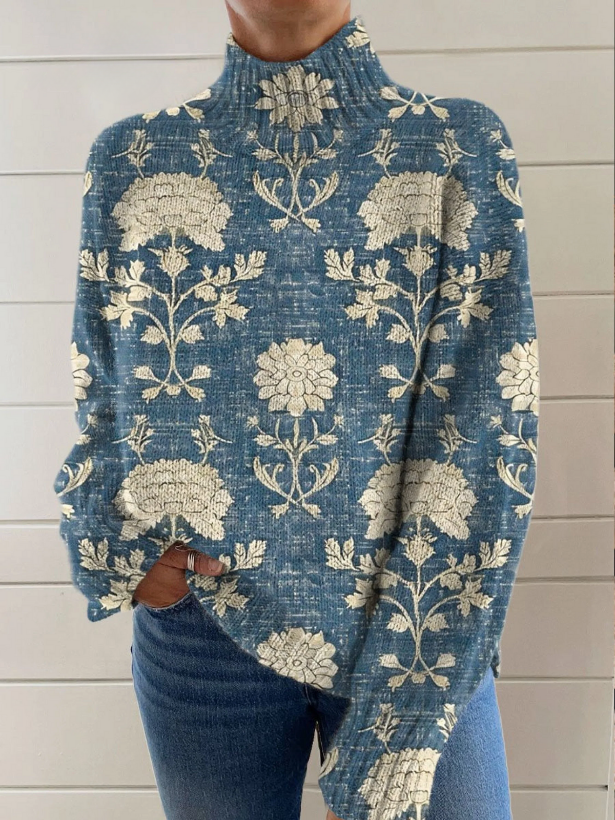 Lily | Zeitloser geblümter Rollkragenpullover