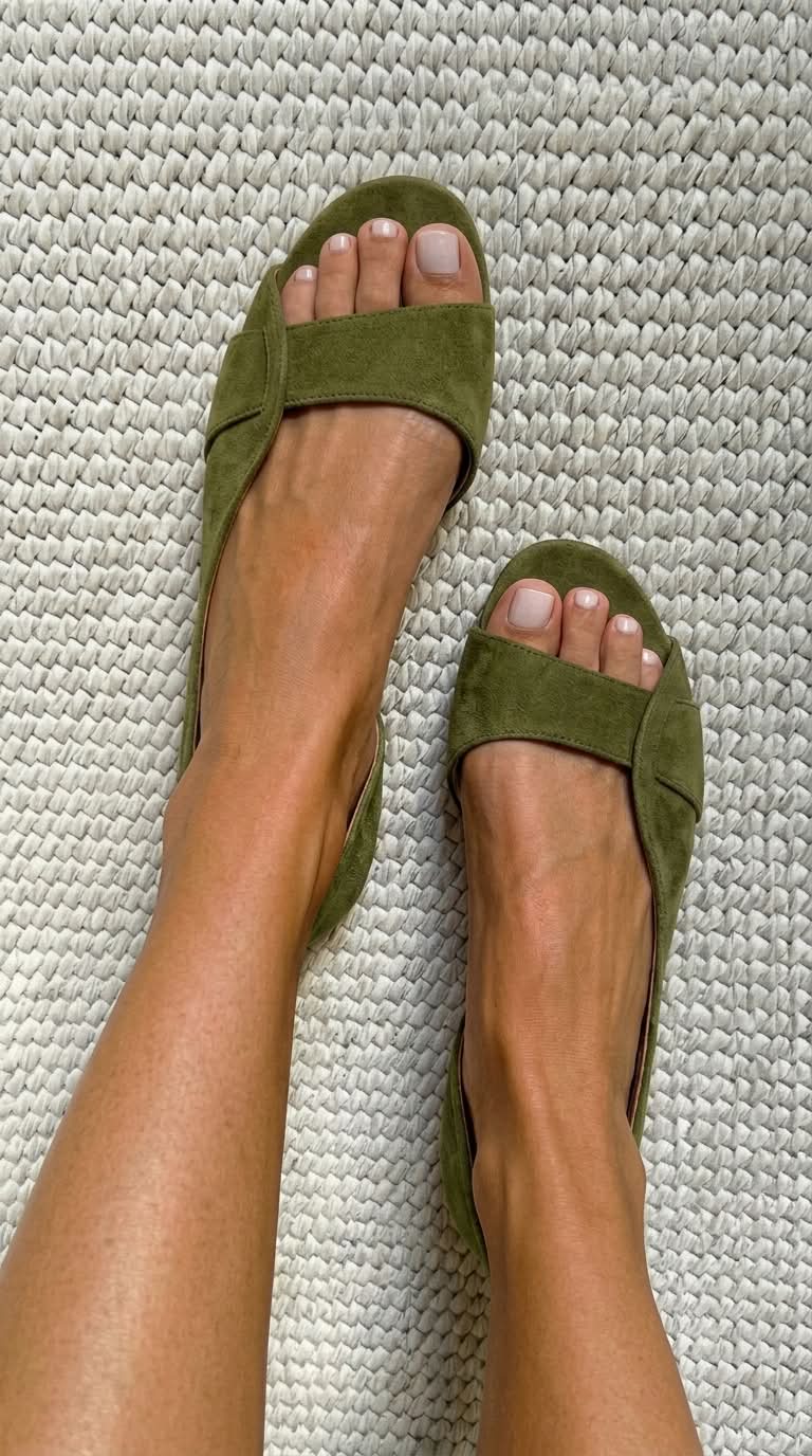 Lässige flache Slingback-Sandalen aus Wildleder mit offener Zehenpartie
