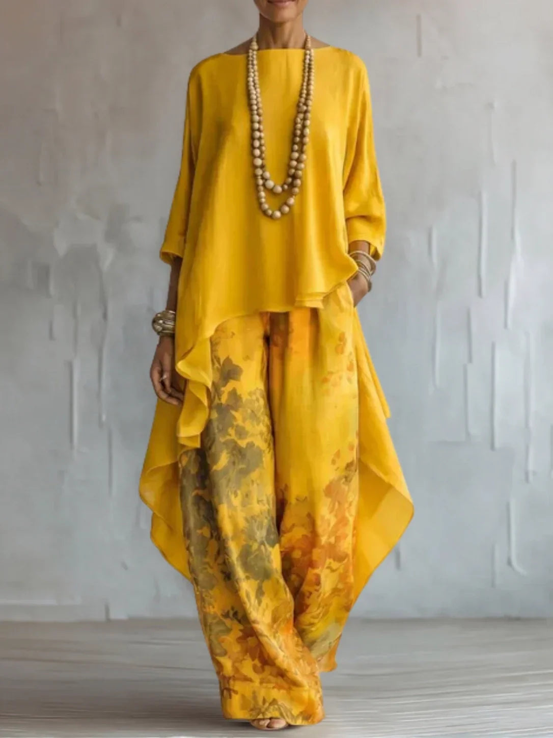 Genf | Asymmetrisches, locker sitzendes Kleid mit Blumenmuster