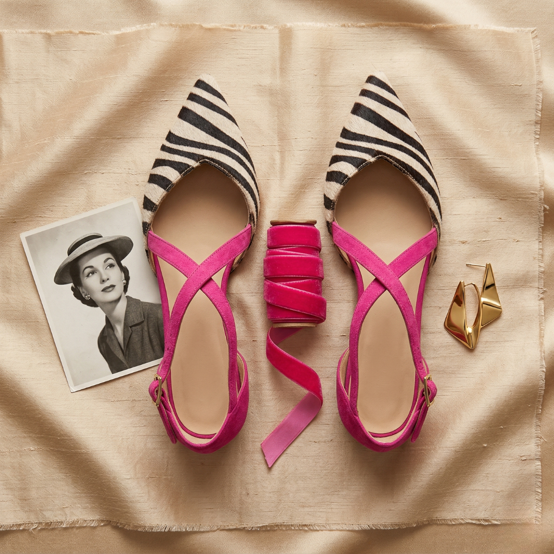 Fernanda Zebra-Ballerinas mit Riemen