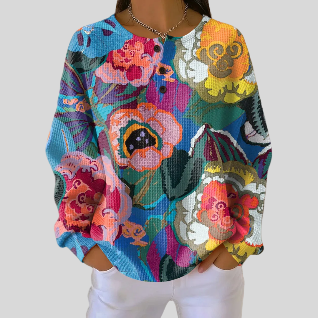 Adorna | Farbenfroher Sweatshirt mit Blumenprint