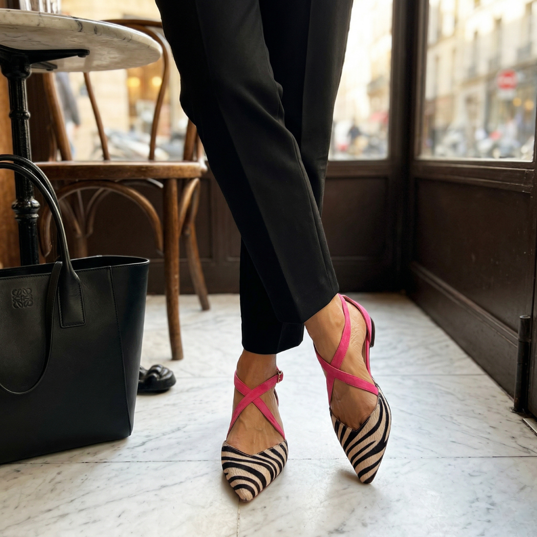 Fernanda Zebra-Ballerinas mit Riemen