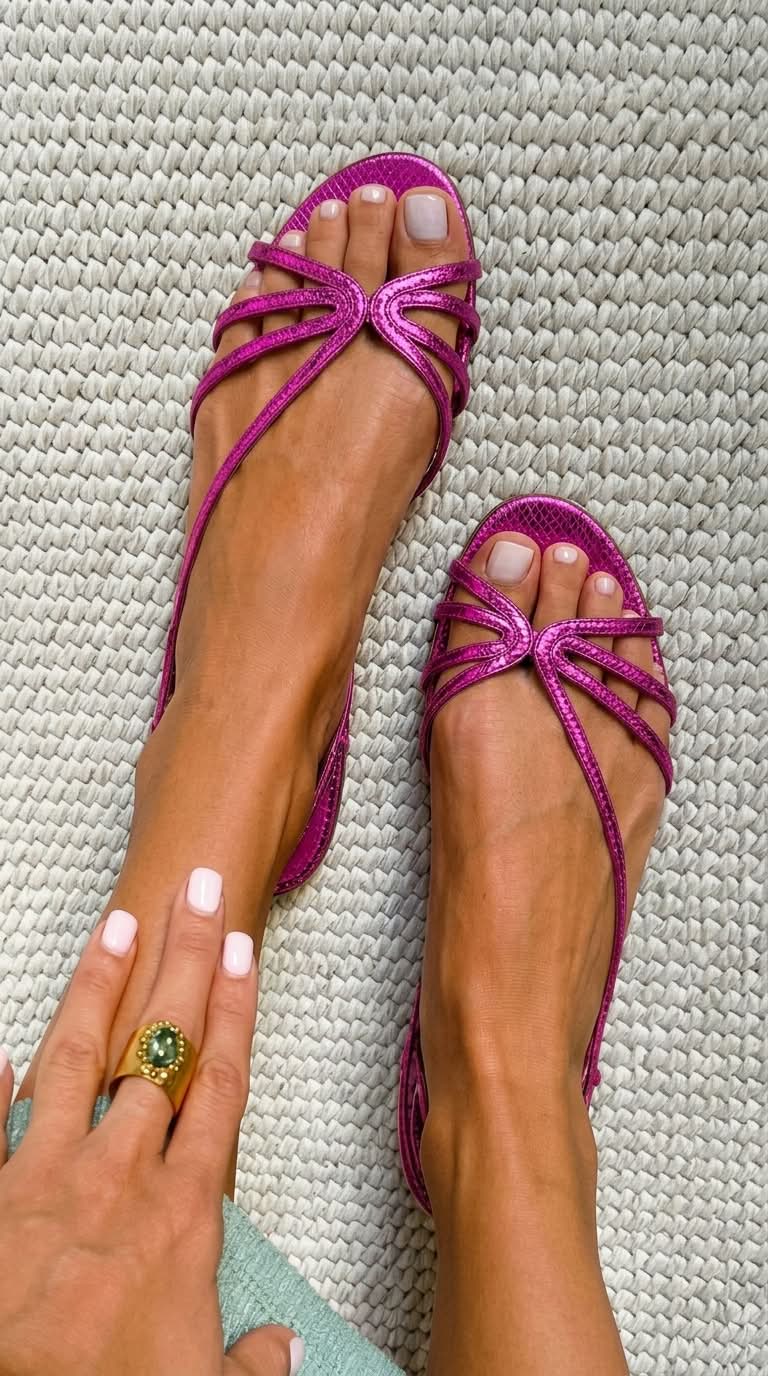 Sandalen mit Riemchen in Metallic-Optik
