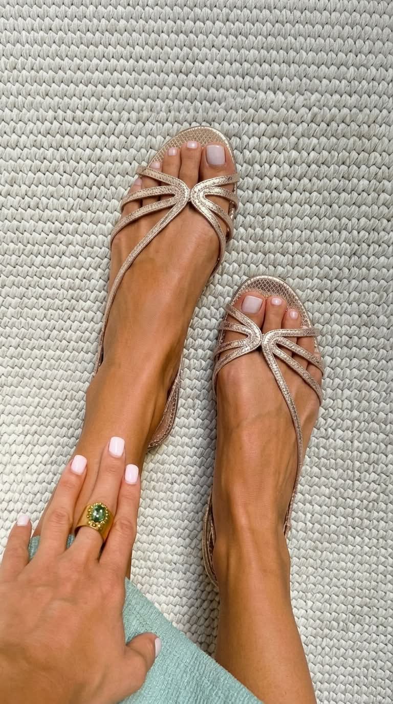 Sandalen mit Riemchen in Metallic-Optik
