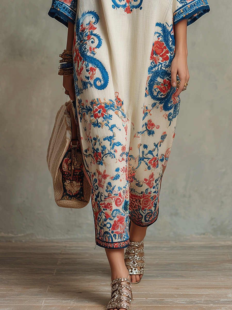 Ava – Midi-Kaftankleid mit Paisley-Muster