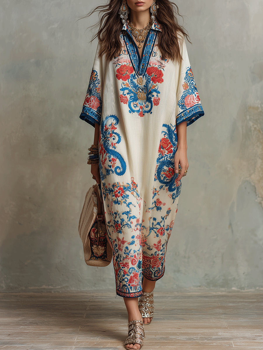 Ava – Midi-Kaftankleid mit Paisley-Muster