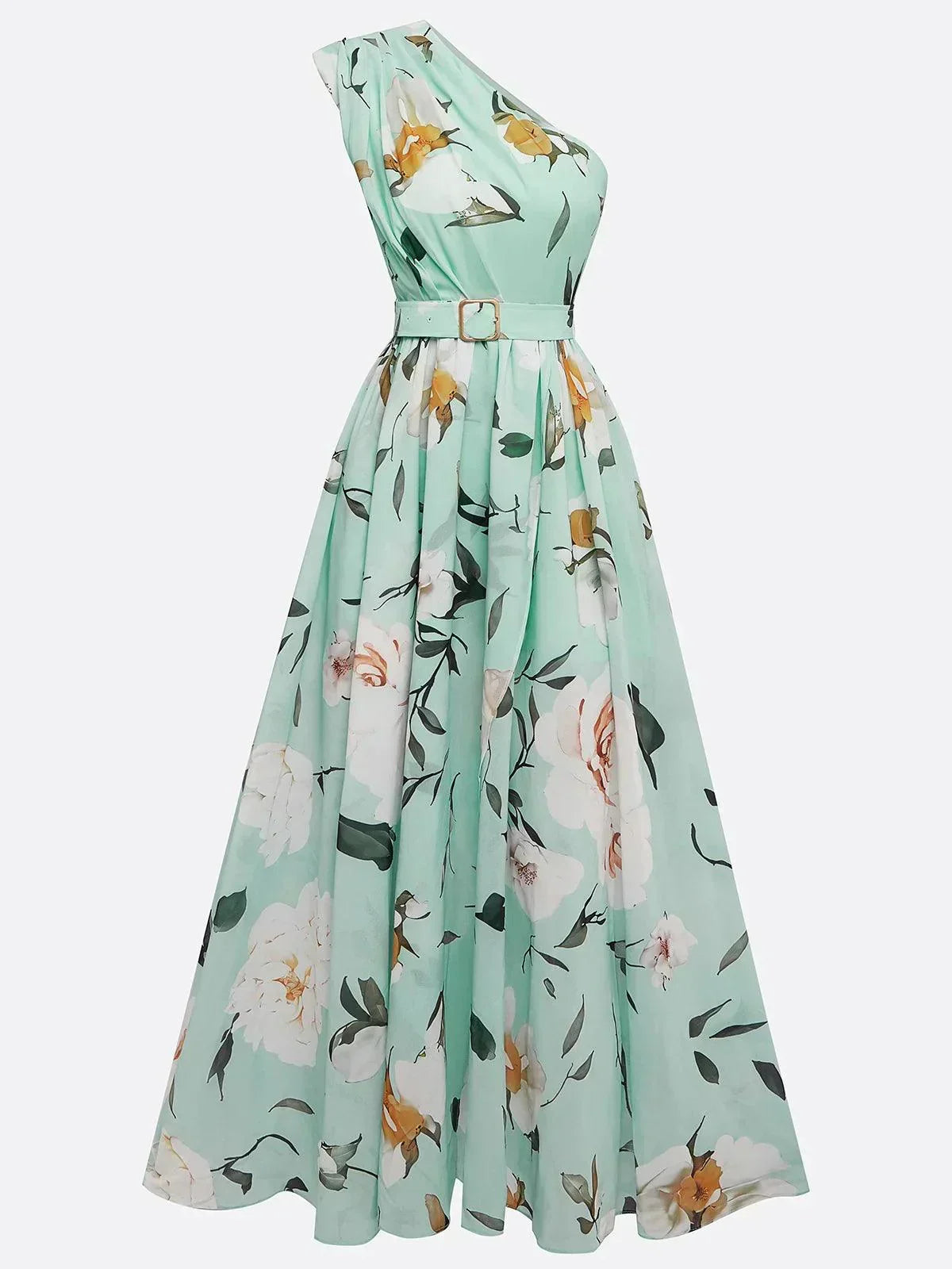 Julie | Chiffon Floral Chiffon Grün Chiffon Maxikleid