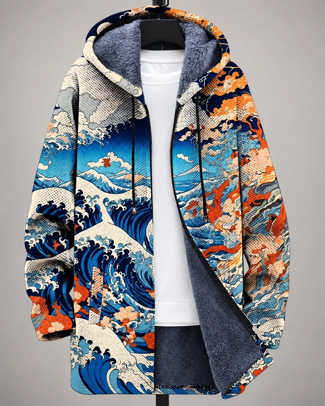 Celeste | Kapuzenjacke mit Ozean-Kunstdruck
