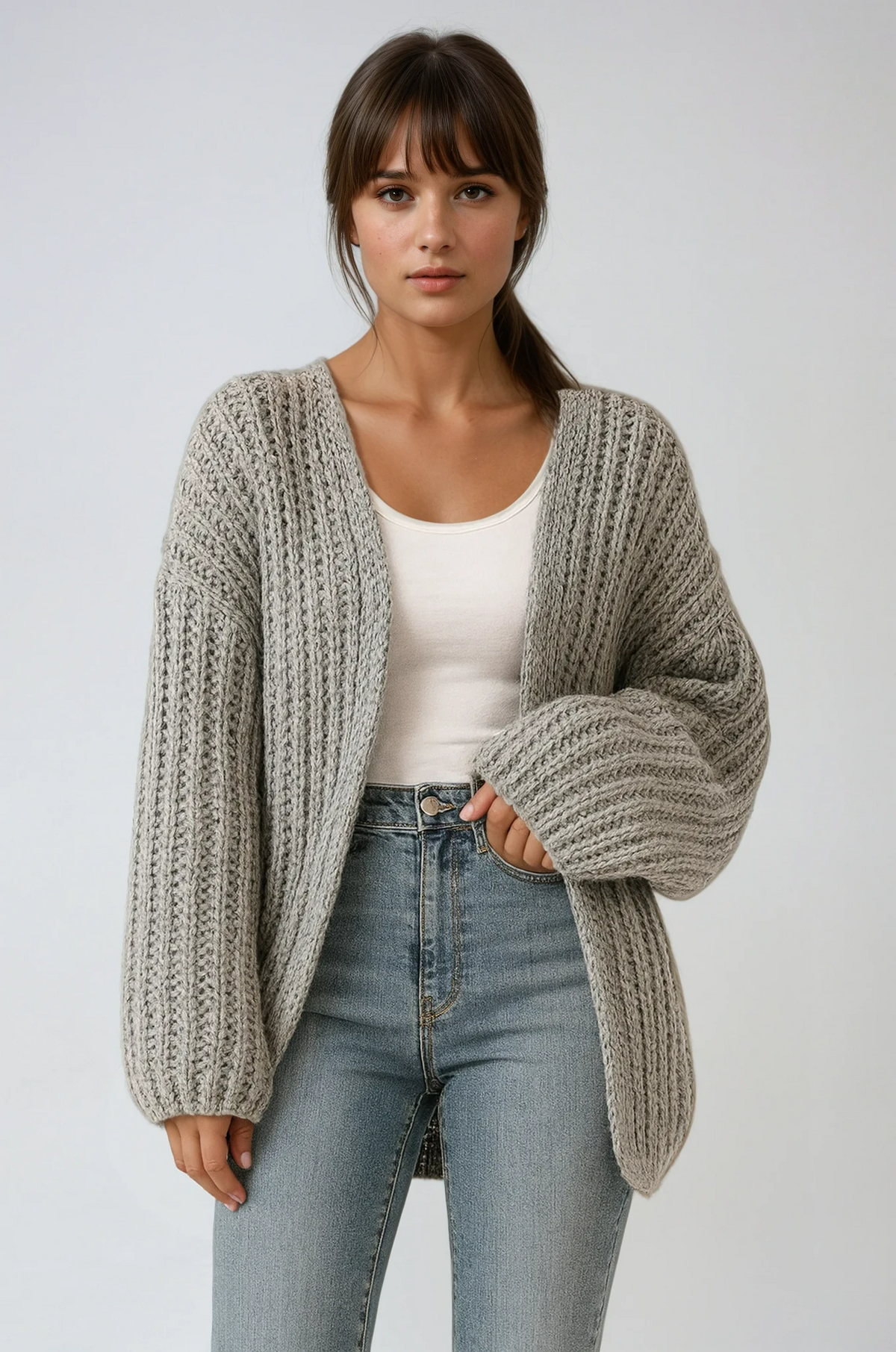 Strickcardigan mit Oversize-Ärmeln