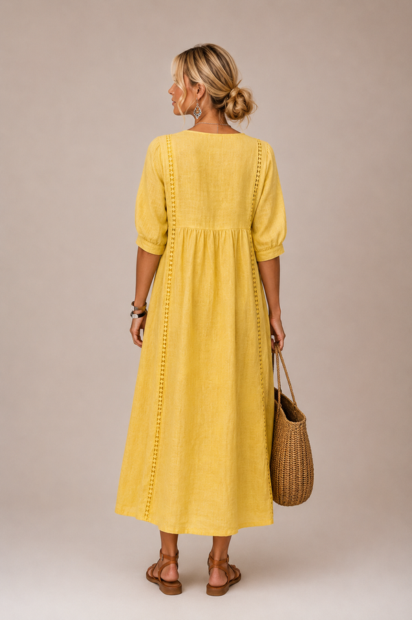 Lina – Leichtes Midikleid mit V-Ausschnitt