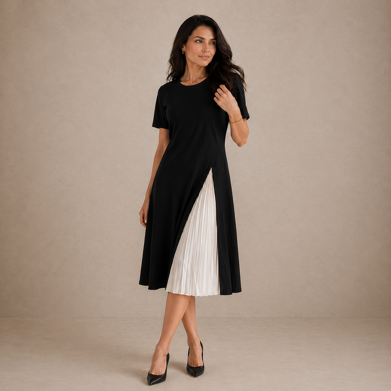 Lisbeth | Midikleid mit Plissee-Einsatz
