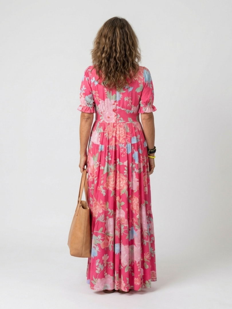 Line | Romantisches geblümtes Midikleid mit V-Ausschnitt