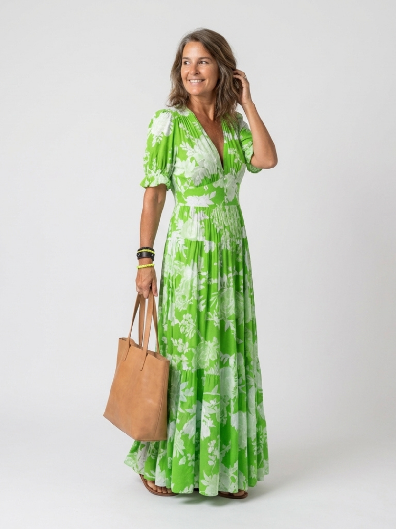 Della | Maxikleid mit Blumenmuster und V-Ausschnitt