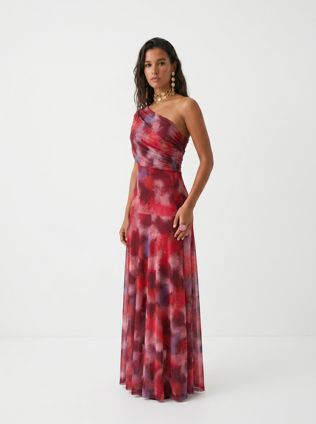 Thea | One-Shoulder-Maxikleid mit Print