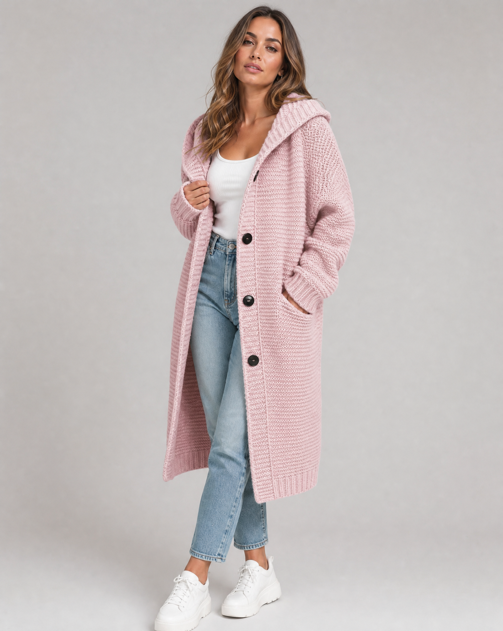 Oversize-Cardigan für Damen mit Kapuze
