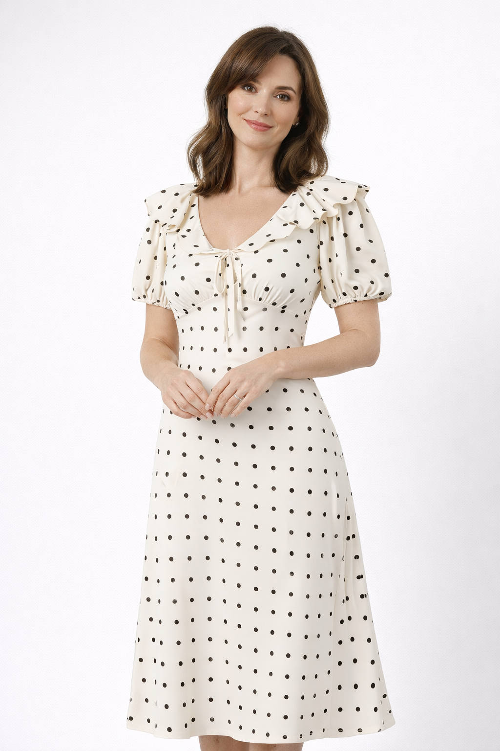 Loveday | Midikleid mit Polka-Dots und Rüschen