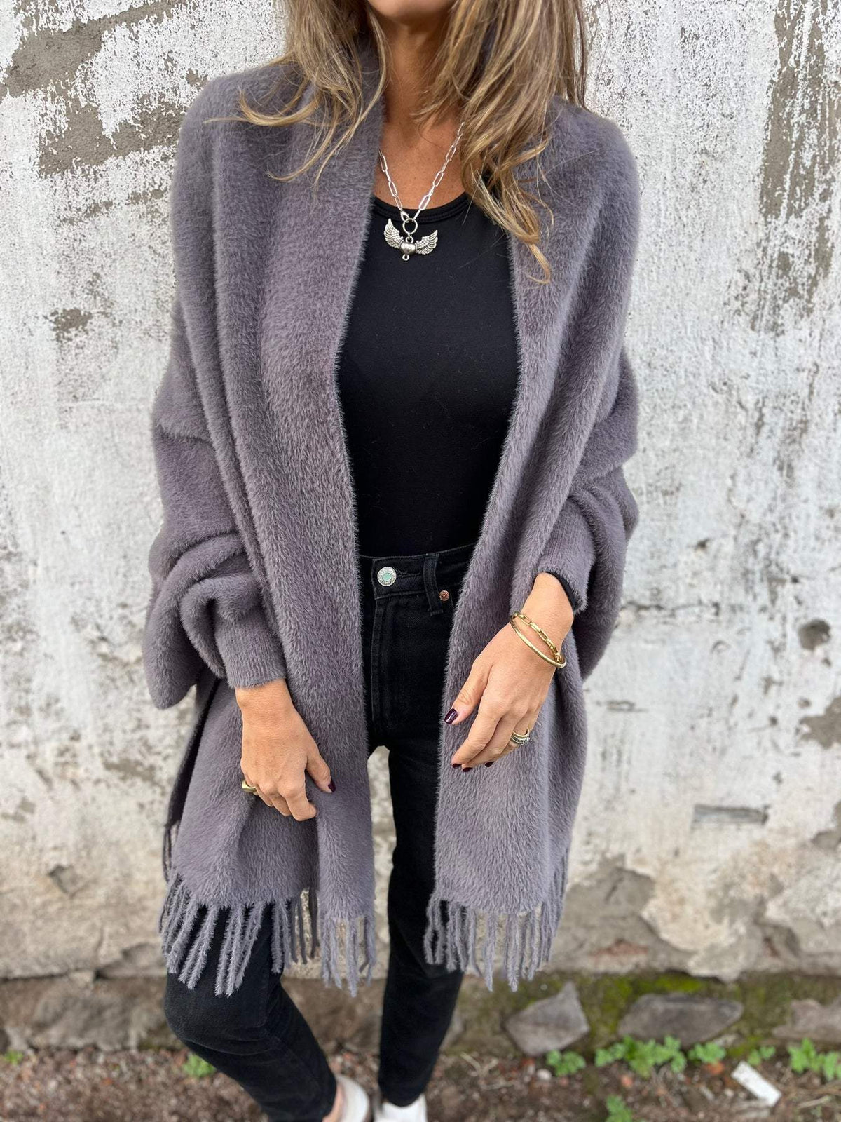 Lange warme Strickcardigan für Damen