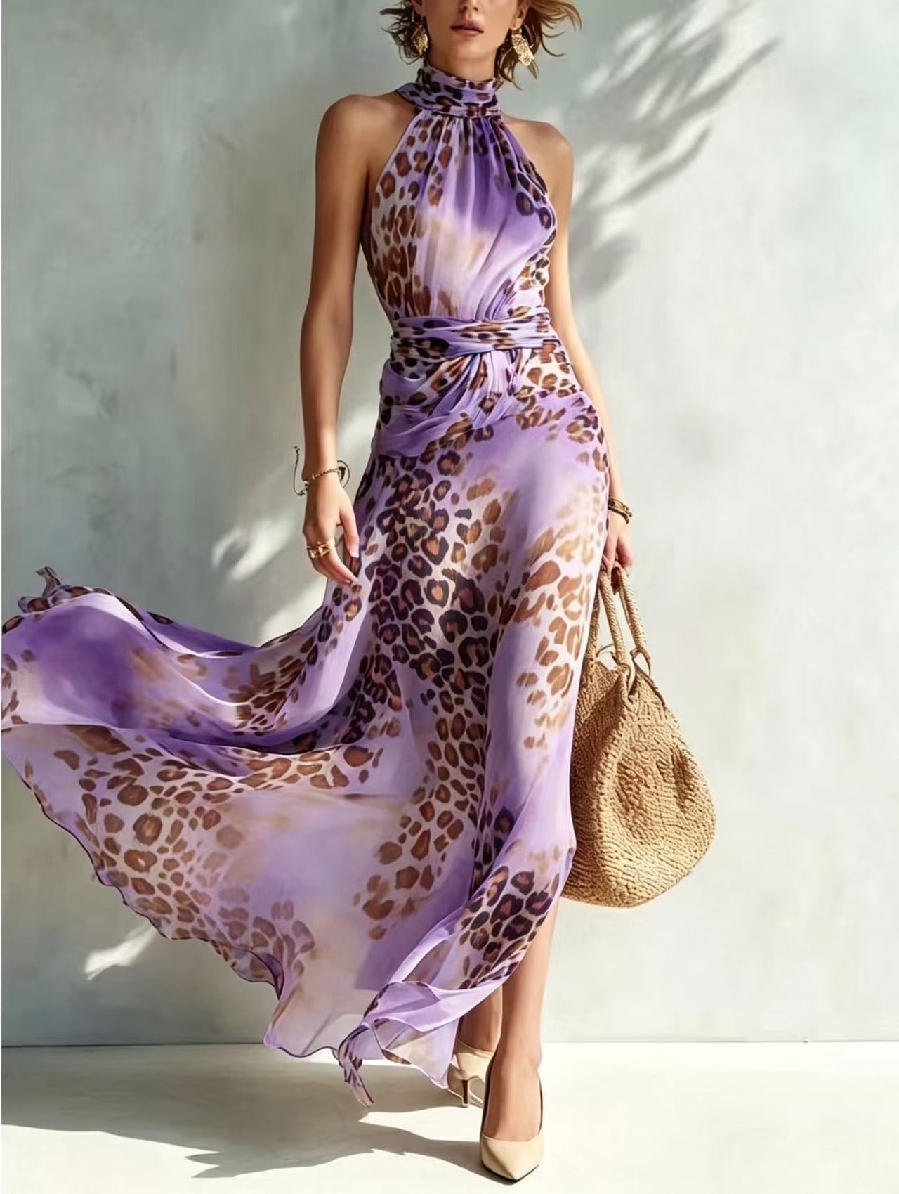 Desiree – Glamouröses Maxikleid mit Tiermuster