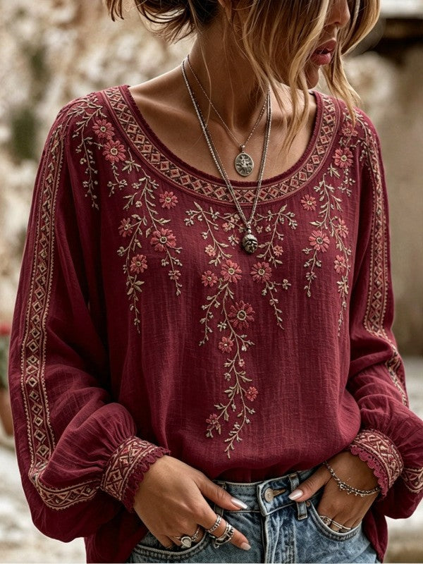 Wilma™ | Bluse mit Blumenmuster und Stickerei