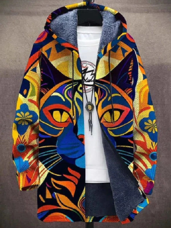 Isabella | Strickjacke mit Kapuze und kunstvollem Print
