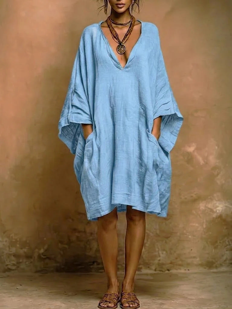 Cassienne – Oversize-Kleid mit tiefem V-Ausschnitt
