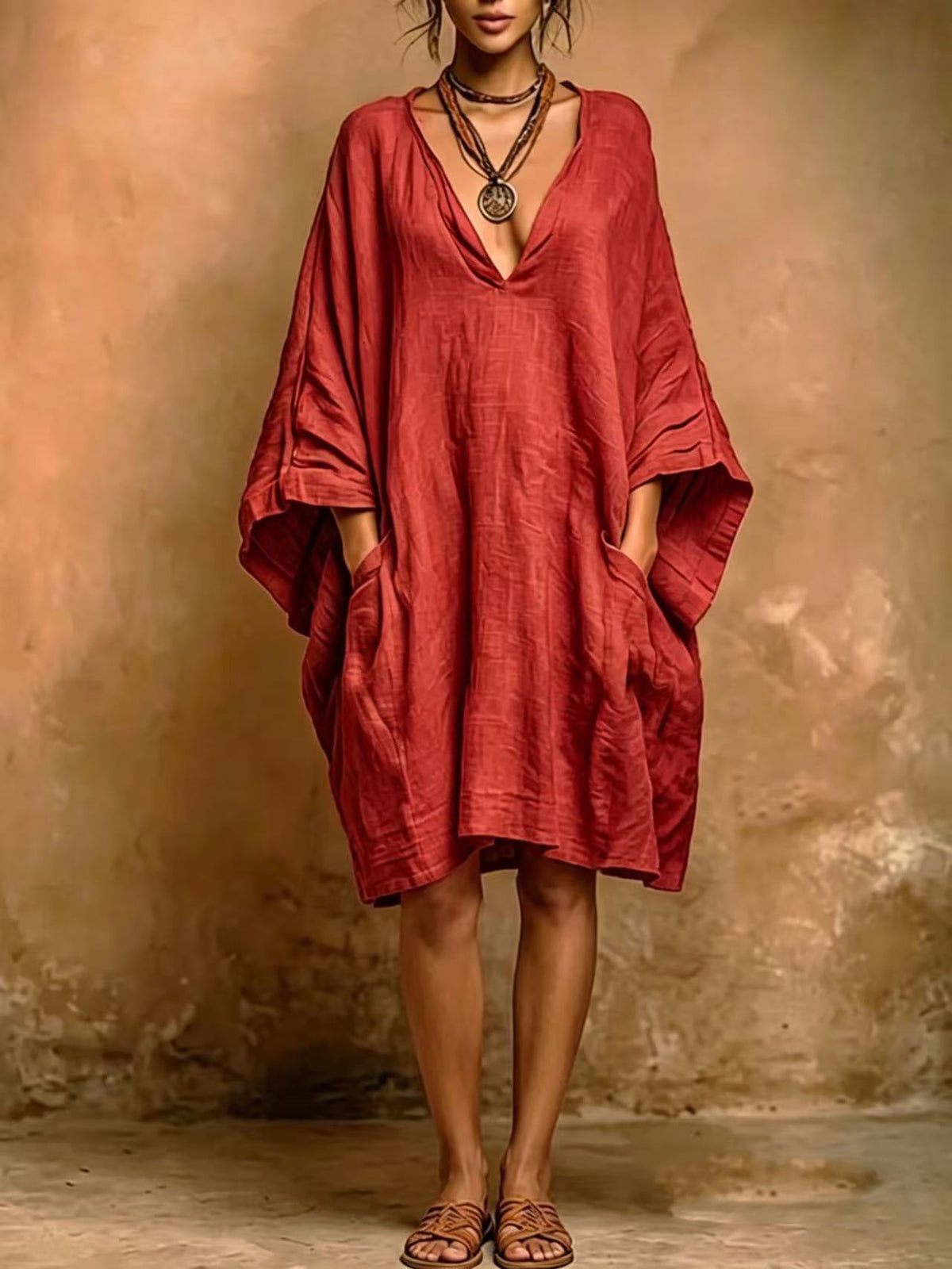 Cassienne – Oversize-Kleid mit tiefem V-Ausschnitt