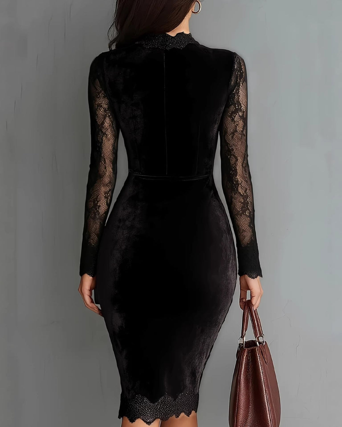 Aurélia | Mini-Kleid aus Samt mit Spitzenärmeln