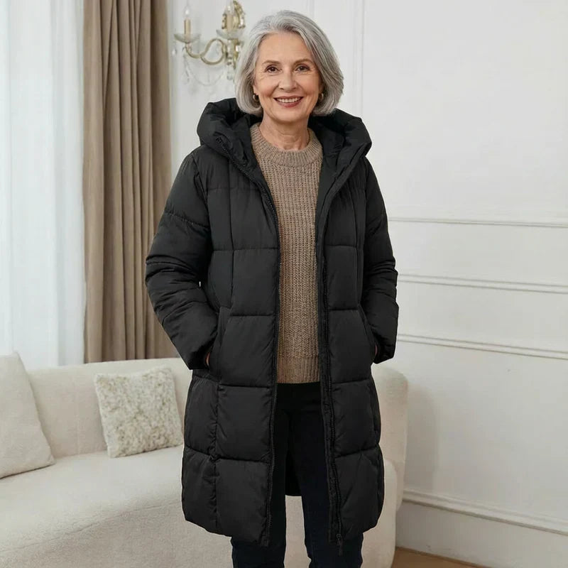 Iris™ | Langer Daunenmantel mit Kapuze