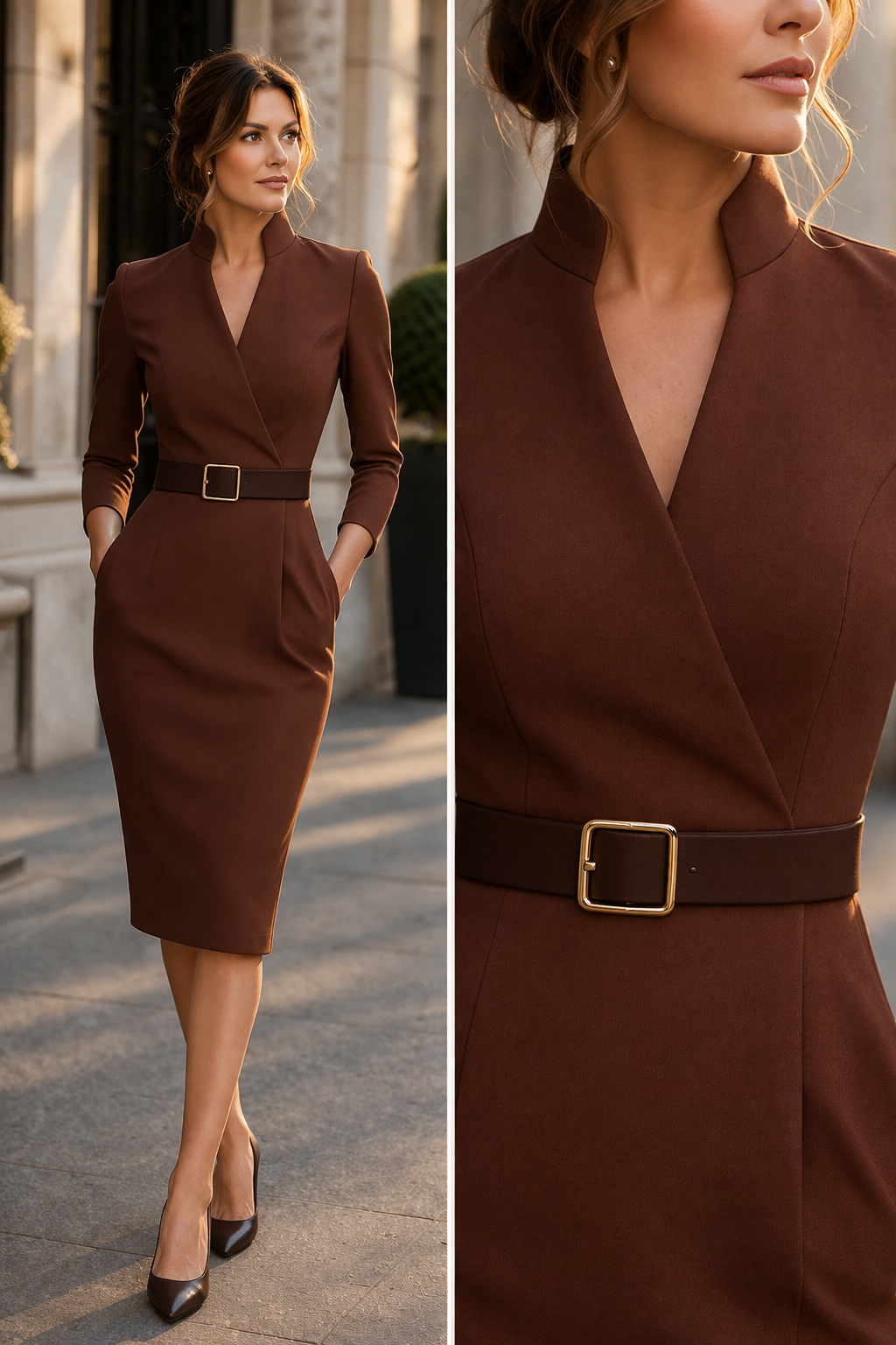 Maisie | Wickel-Midikleid mit Gürtel
