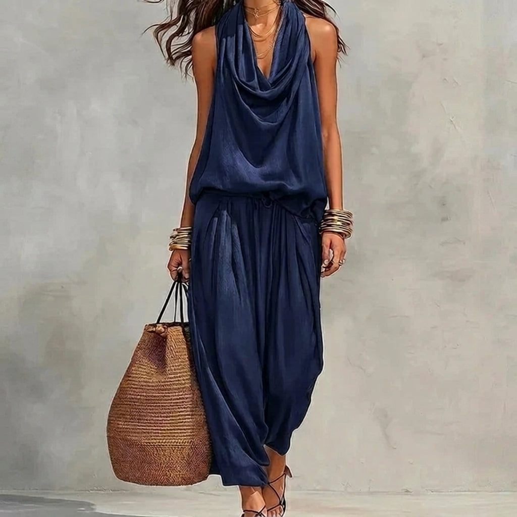Ambre | Fließendes Set mit drapiertem Neckholder-Top und Hose