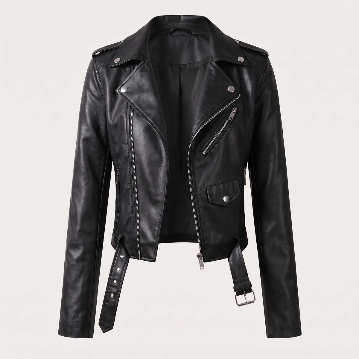Lucilla | Kurze Bikerjacke mit Gürtel