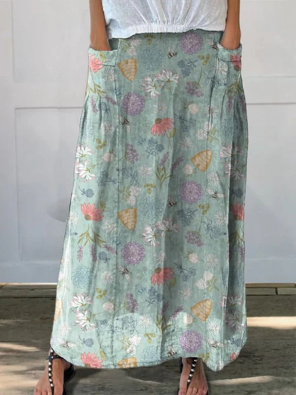 Daisy™ | Frühlingsrock mit Blumen- und Hummelmuster