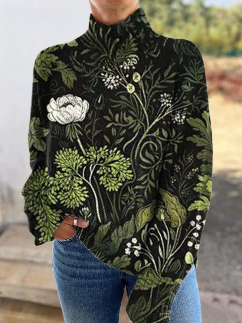 Willow | Botanisch geblümter Rollkragenpullover