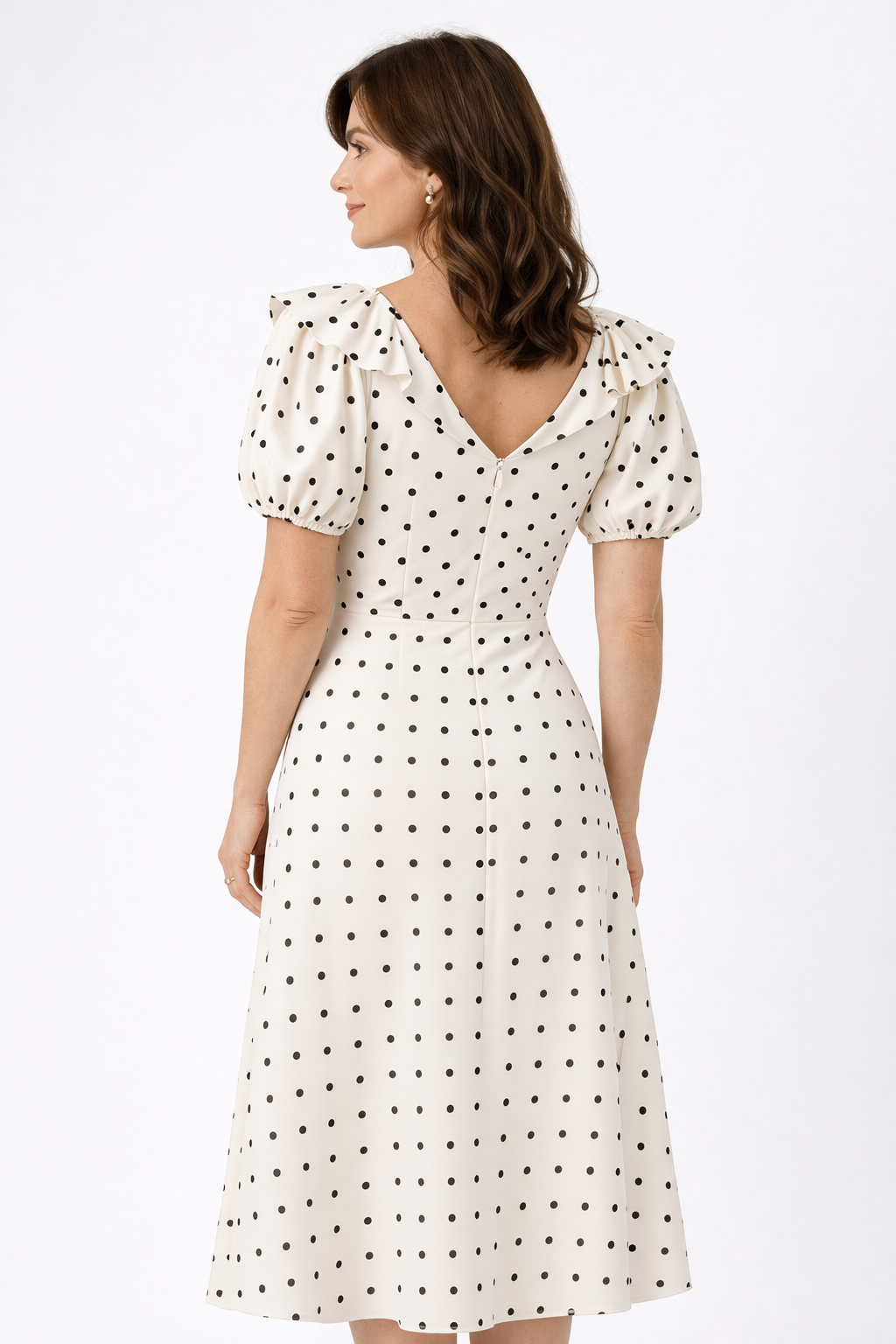 Loveday | Midikleid mit Polka-Dots und Rüschen