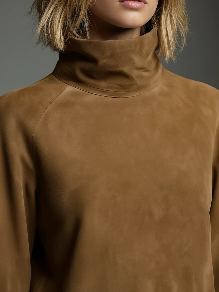 Bibiane | Oversize-Minikleid in Wildlederoptik mit Stehkragen