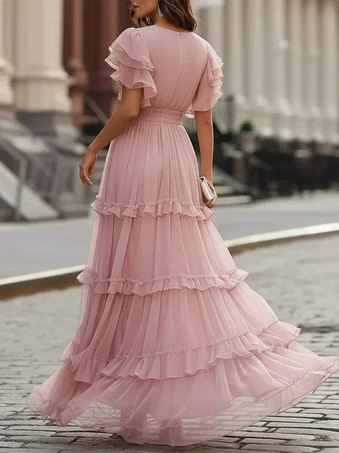 Zoe | Elegantes hellrosa Braut-Maxikleid