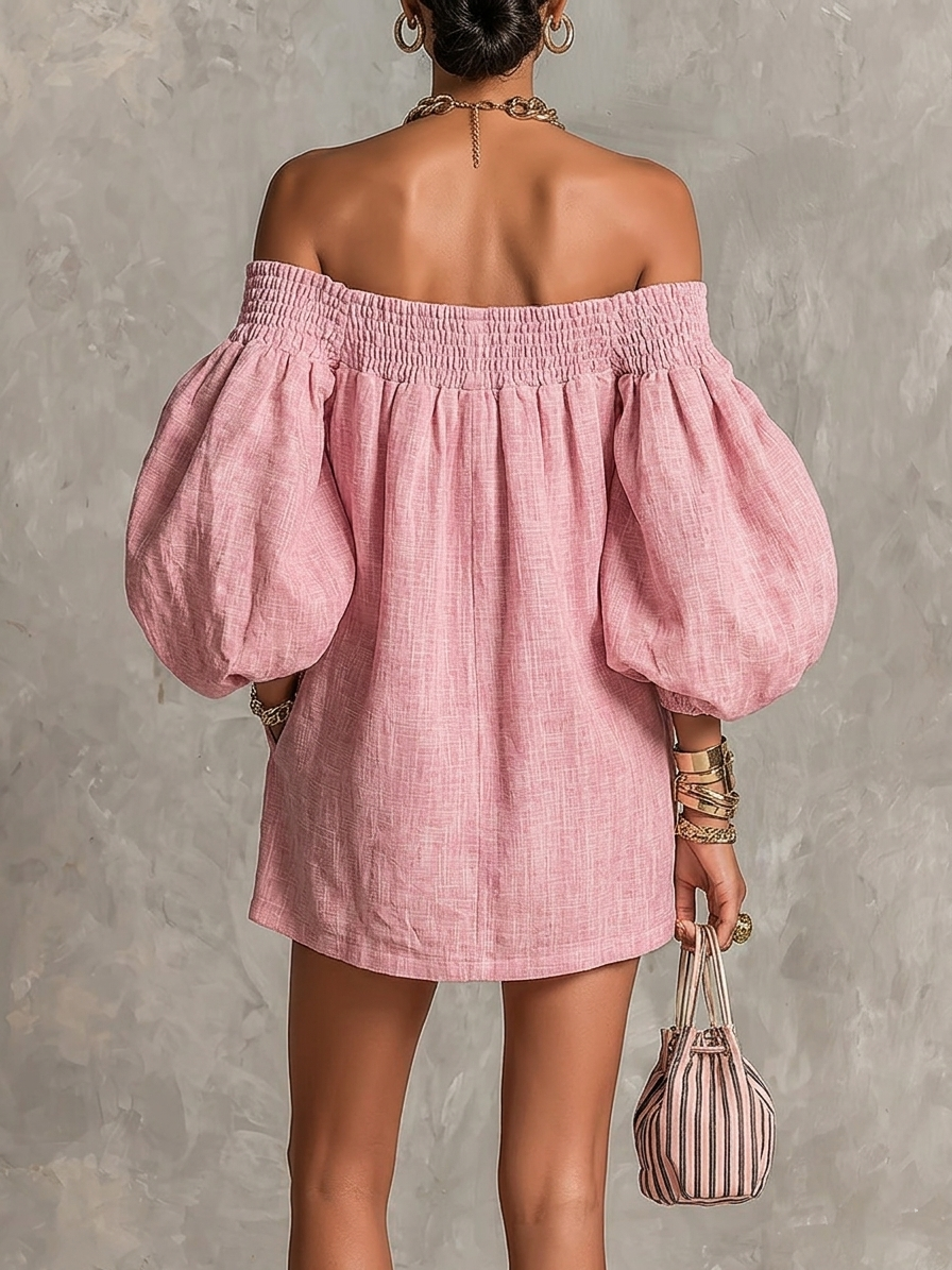 Amelie – Rosa Minikleid mit Ballonärmeln