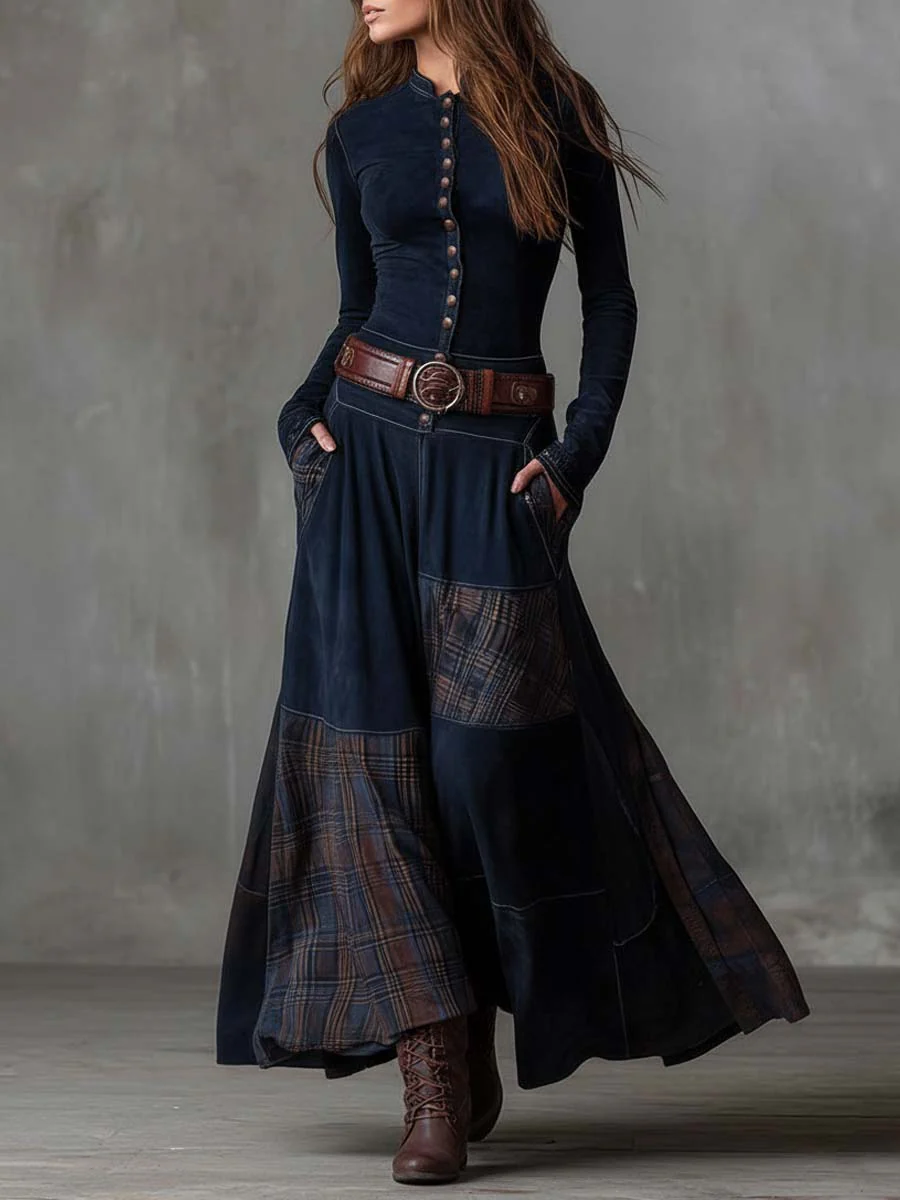 Élise | Maxikleid in Wildlederoptik mit Gürtel